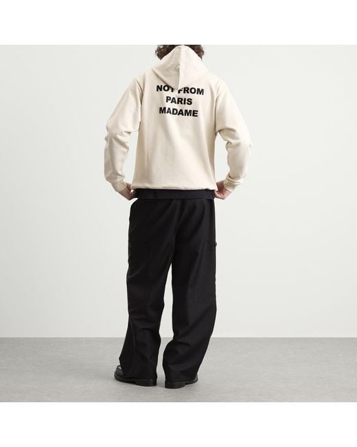 Drole de Monsieur White Not From Paris Madame Slogan Hoodie for men