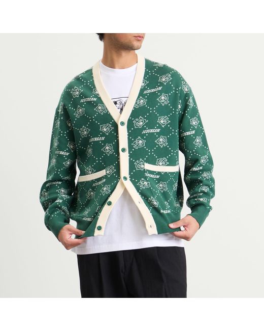 ICECREAM Green Monogram Knit Cardigan for men