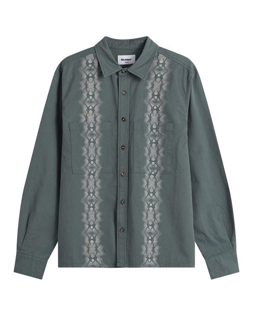 Butter Goods Gray Fade Button Up Shirt for men