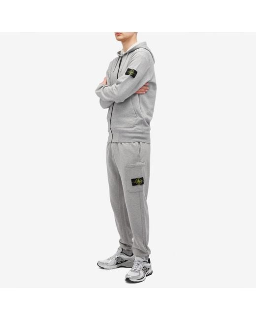 Stone Island Gray Cotton Fleece Garment Dyed Pocket Jogger for men