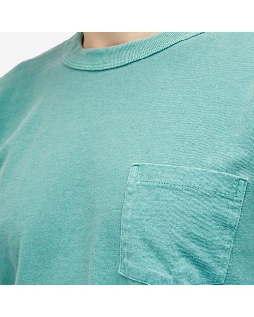 Velva Sheen Blue Long Sleeve Pigment Dyed Pocket T-Shirt Foggy for men