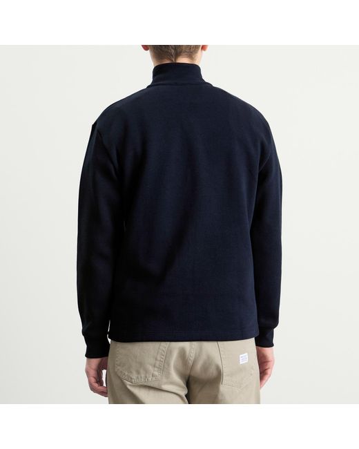 Armor Lux Blue Half Zip Pocket Sweatshirt for men