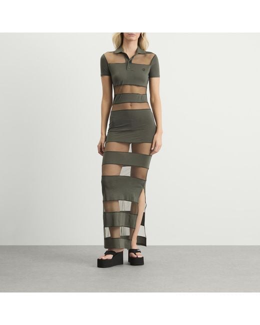 Coperni Green Striped Sheer Polo Dress
