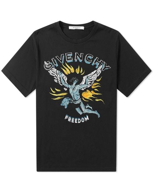Givenchy Black Freedom Angel-print T-shirt for men