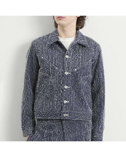 SAGE NATION Gray Needle Punch Denim Jiji Jacket for men