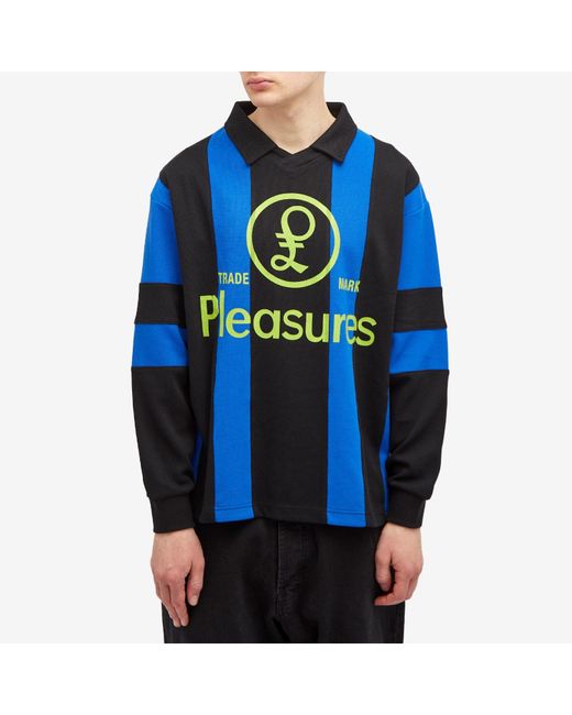 Pleasures Blue Trespass Rubgy Polo Shirt for men