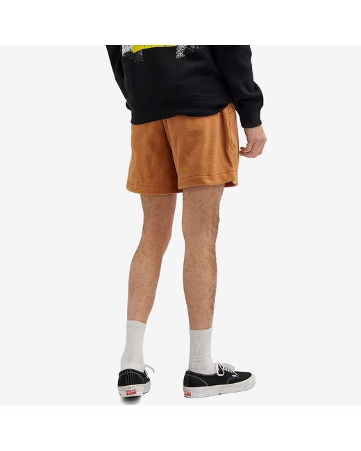 Pleasures Brown Equator Fleece Shorts for men