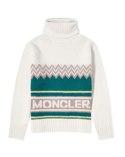 Moncler White High Neck Knitted Jumper