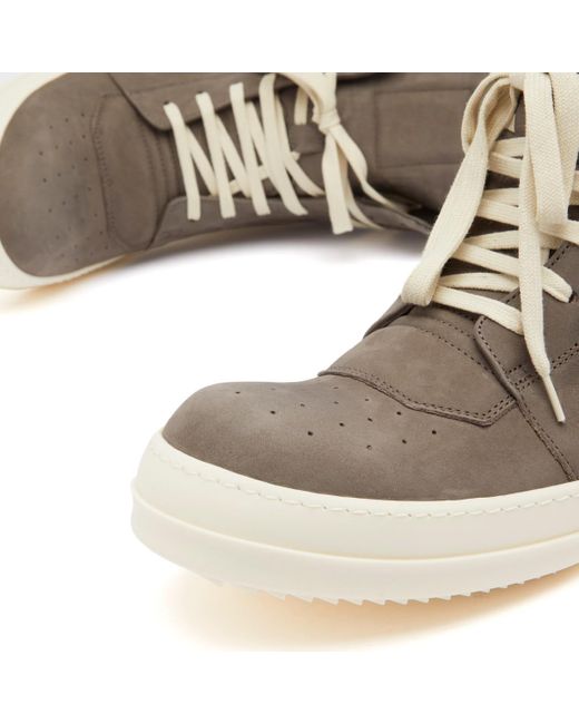 Rick Owens Brown Leather And Nubuck Geobasket Sneakers for men