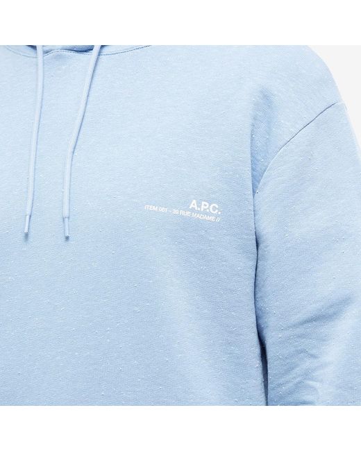 A.P.C. Blue Item Logo Hoodie for men