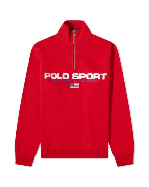 Polo Ralph Lauren Red Polo Sport Quarter Zip Sweat for men