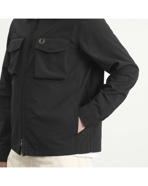 Fred Perry Black Ripstop Pocket Overshirt for men