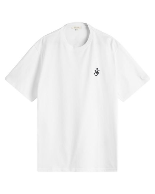 J.W. Anderson White Jersey Anchor Embroidery T-Shirt for men