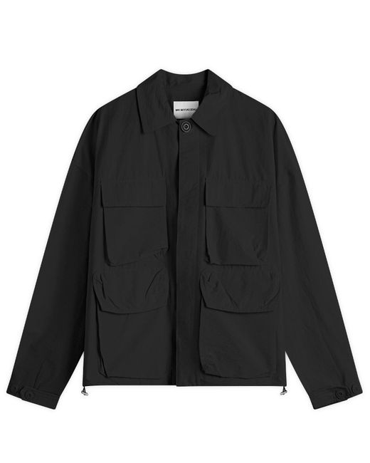 MKI Miyuki-Zoku Black Washed Cotton Nylon Box Overshirt for men