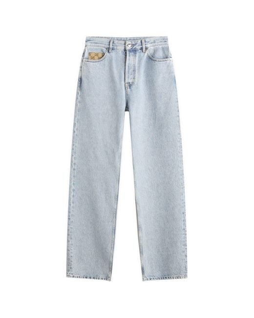 Gucci Blue Cotton Denim Straight Leg Jeans for men