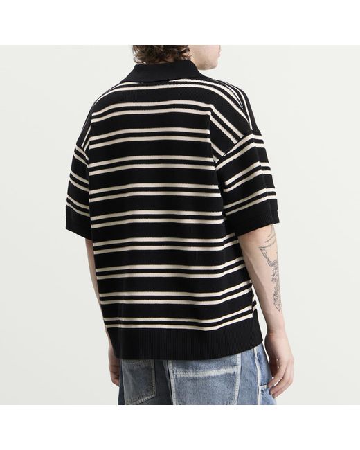 Amiri Black Ma Stripe Knit Polo for men