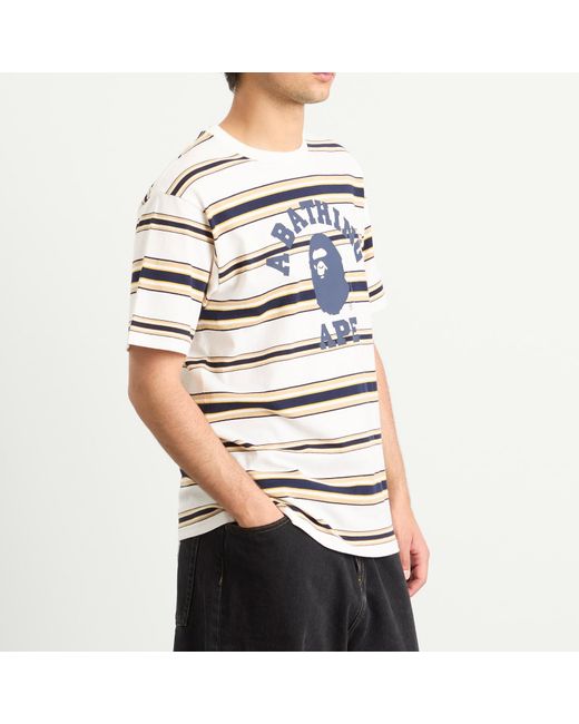 A Bathing Ape Metallic College Stripe Tee for men