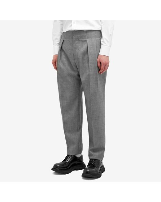 Alexander McQueen Gray Box Pleat Trousers for men