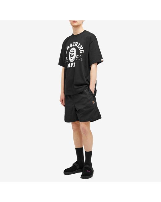 A Bathing Ape Black Ape Head Nylon Beach Short for men