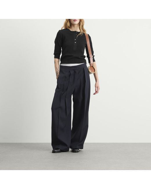 Jil Sander Blue Pleated Trousers