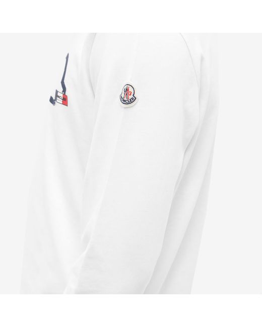 Moncler White Badge Logo Long Sleeve Shirt for men