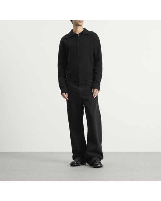 Entire studios Black Knit Zip Up Jacket for men