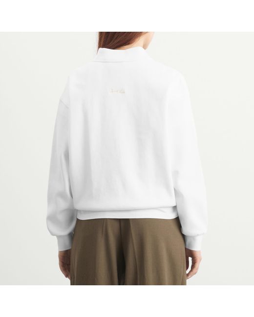 DUNST White Leather Logo Collared T-Shirt