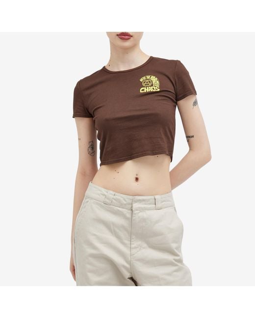Obey Brown Force For Chaos Crop T-Shirt