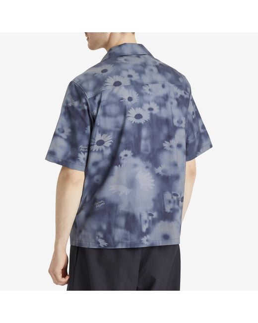 Maison Kitsuné Blue Photo Flower Resort Shirt for men
