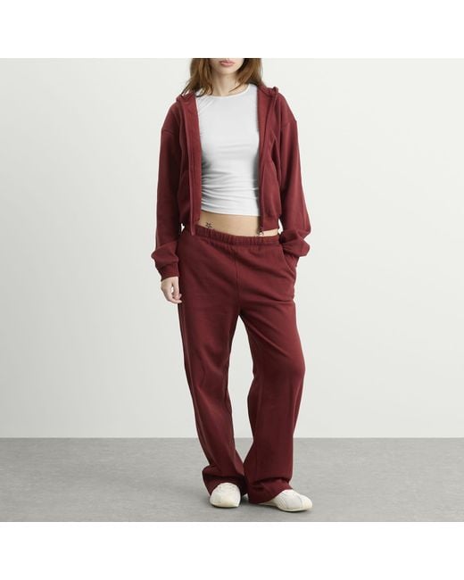 Skims Red Cotton Fleece Classic Straight Leg Pant