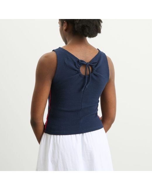 Damson Madder Blue Devon Pointelle Polo Top