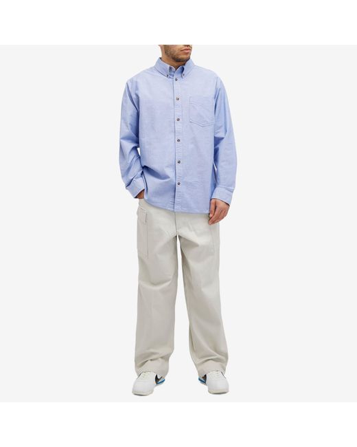 Nike Blue Life Long-sleeve Oxford Button-down Shirt Cotton for men