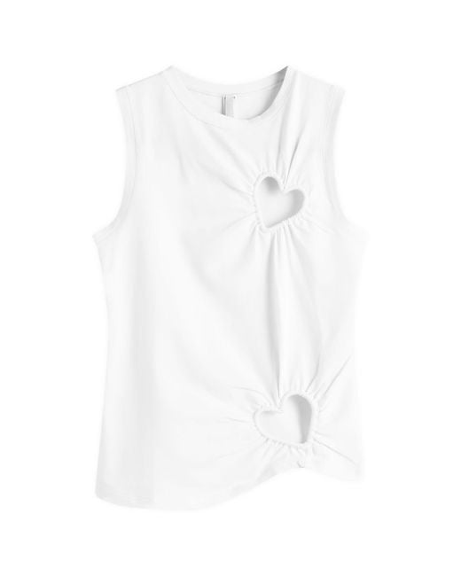 Skims Cotton Jersey Heart Tank in White | Lyst