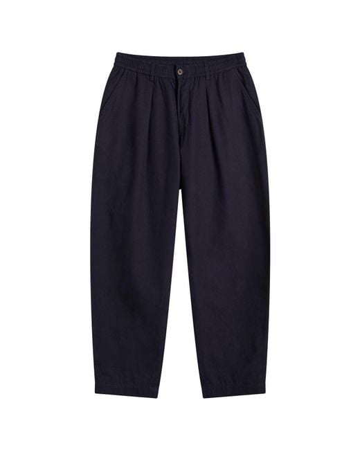 Universal Works Blue Brushed Moleskin Pleated Track Pant for men