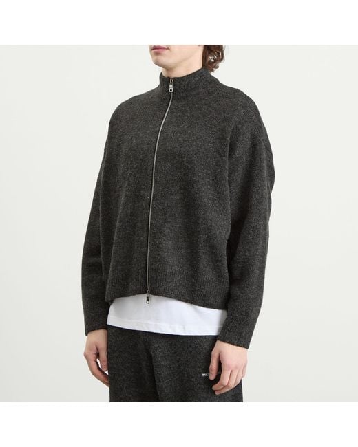 MKI Miyuki-Zoku Black Mohair Blend Knit Track Jacket for men