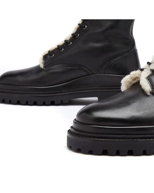 Isabel Marant Black Leather And Shearling Ranger Boot