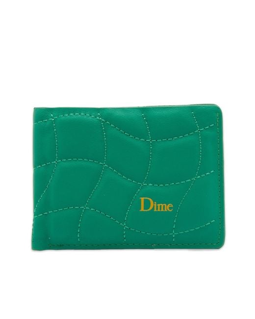 Dime Green Quilted Leather Bifold Wallet for men