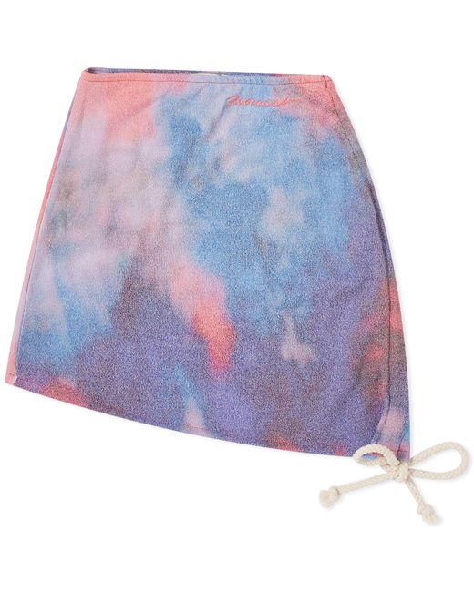 Fiorucci Purple Flower Blur Ruched Mini Skirt