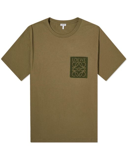 Loewe Green Anagram Fake Pocket T-Shirt for men