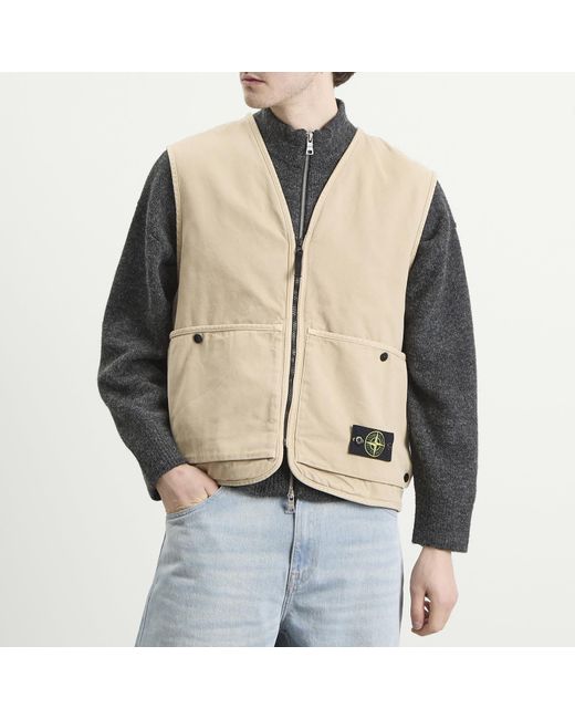 Stone Island Natural Panama Cotton Old Effect Primaloft Vest for men