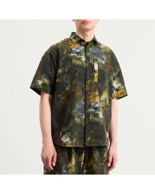 And Wander Green X Roa Printed Breathable Shirt for men