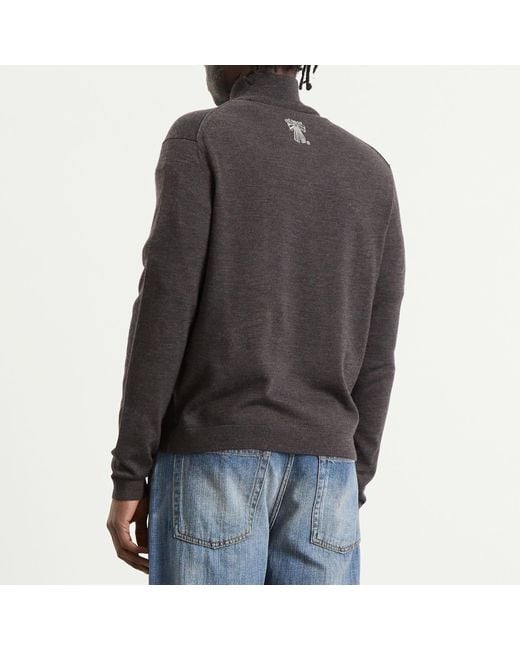 Acne Gray Merino Zip Through for men