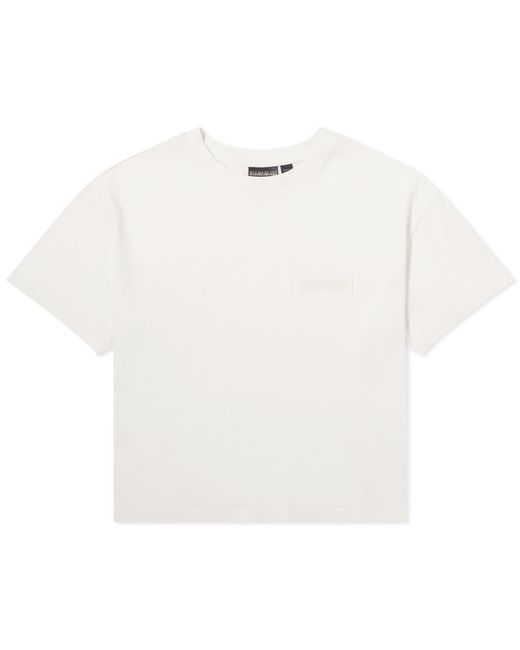 Napapijri White Patch Logo Cropped T-Shirt