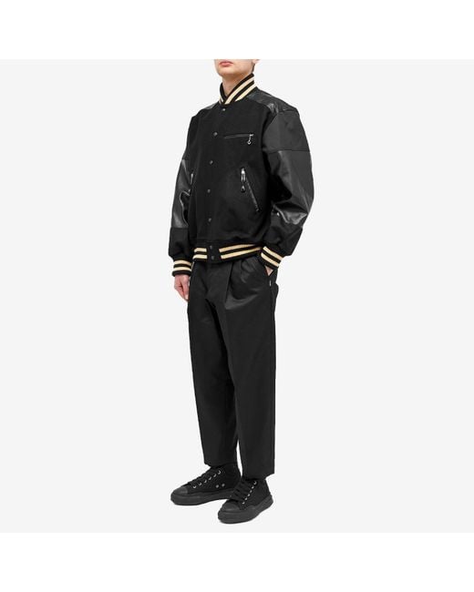 Junya Watanabe Black Junya Watanabe Wool & Nylon Varsity Jacket for men