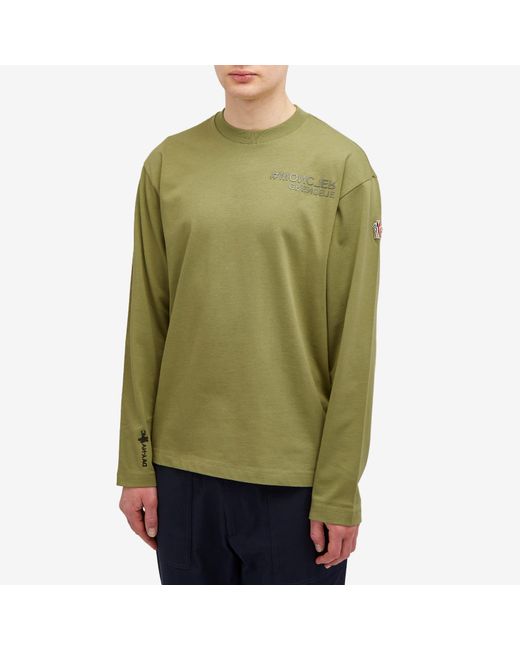 3 MONCLER GRENOBLE Green Long Sleeve Logo T-Shirt for men