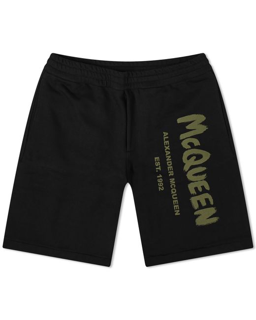 Alexander McQueen Black Graffiti Logo Sweat Shorts for men