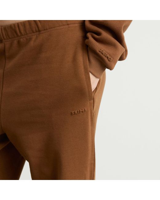 Skims Brown Cotton Fleece Classic Straight Leg Pant