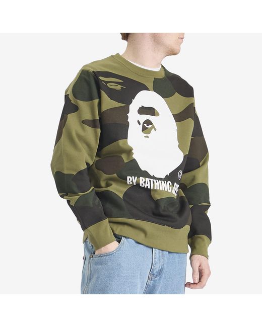 A Bathing Ape Green Giant 1St Camo By Bathing Ape Crew Sweatshirt for men
