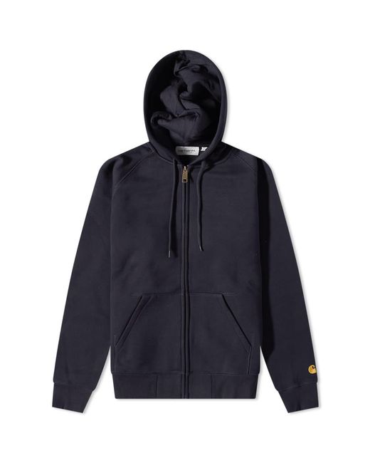 Carhartt WIP Cotton Hooded Chase Jacket in Dark Navy/Gold (Blue) for ...