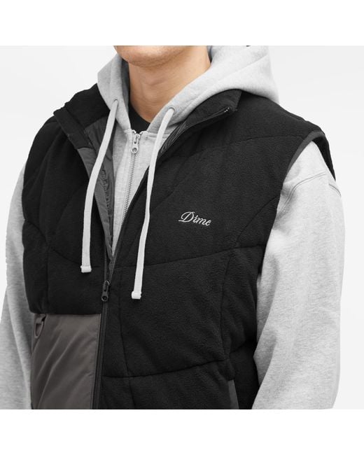 Dime Black Wave Stitch Gilet for men